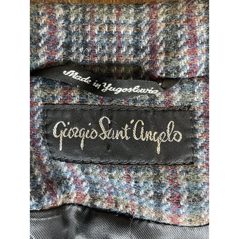 Vtg 80s Wool Academia Tweed Blazer Double breast Giorgio Sant'Angelo Sz 8 - Picture 2 of 7